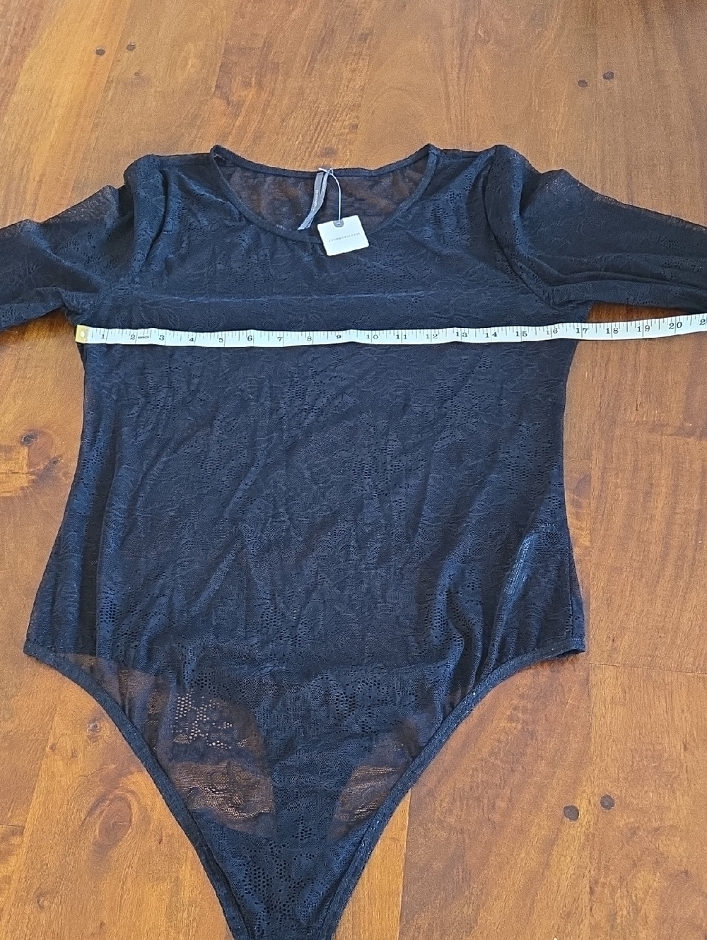 NWT Anthropologie Sheer Black Lace Long Sleeve Bodysuit Size Large - Picture 4 of 9